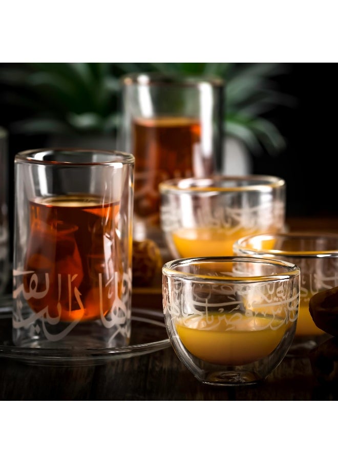 18 Pieces Double Wall Tea  Coffee Set  Calligraphy