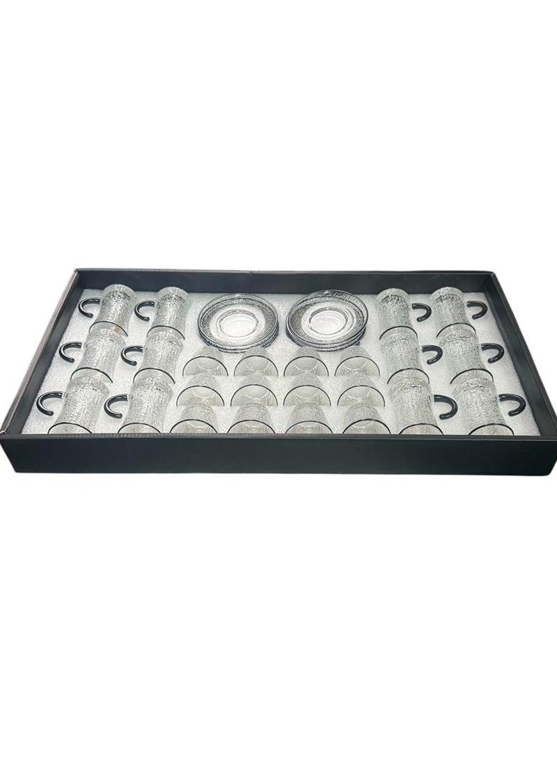 A set of cups of tea and cups of coffee with 36 plates