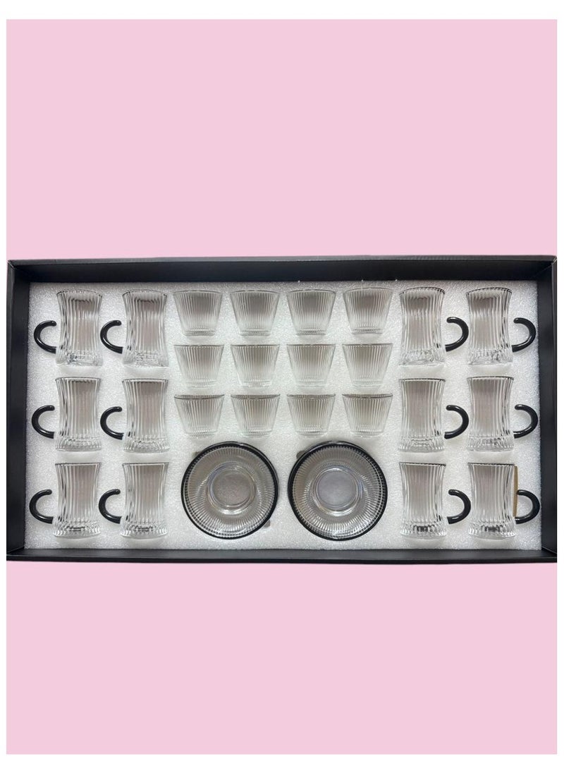 A set of cups of tea and cups of coffee with 36 plates