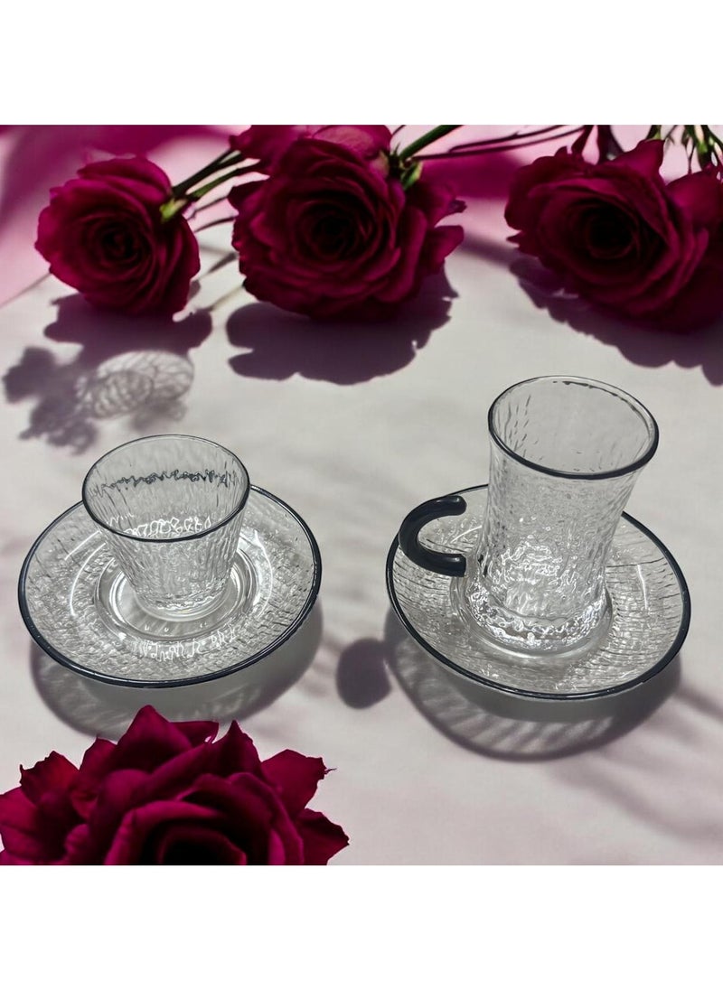 A set of cups of tea and cups of coffee with 36 plates