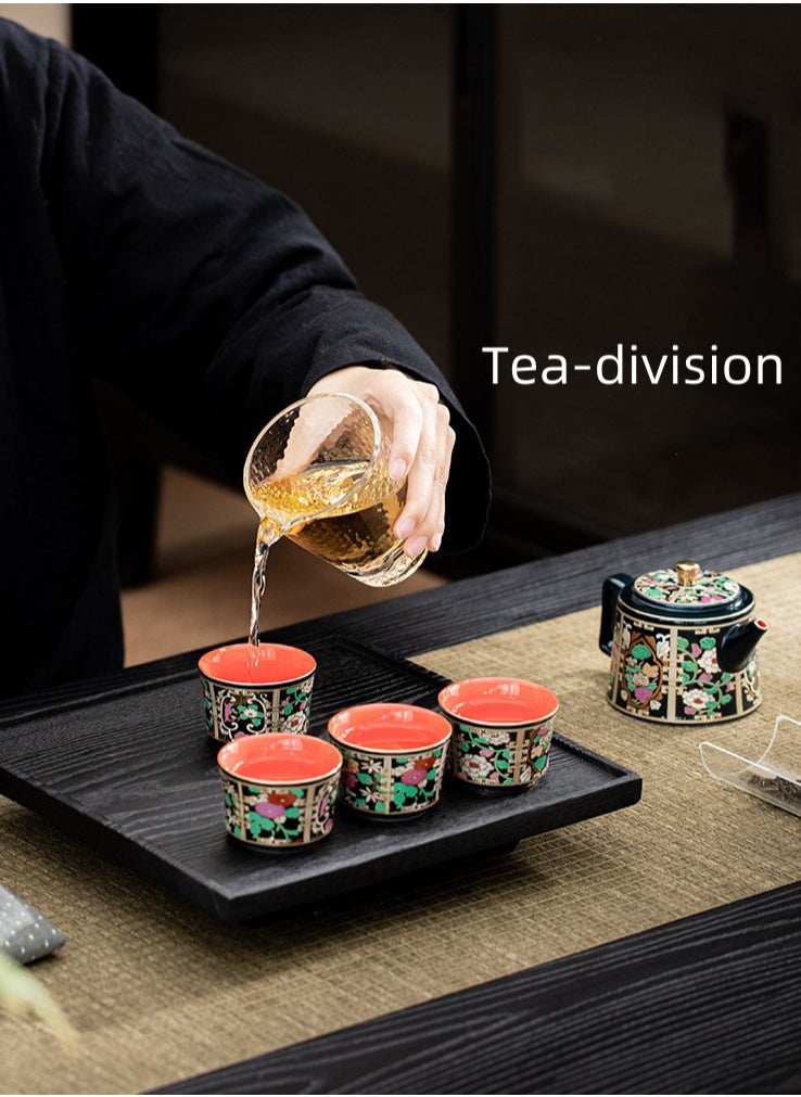 Luxury Hand-Painted Cloisonné Porcelain Tea Set – Premium Gift Box with Teapot, 4 Cups  Pitcher, High-Fire Gaoling Clay, Built-in Filter, Elegant Chinese Artistry for Home  Office Tea Ceremony