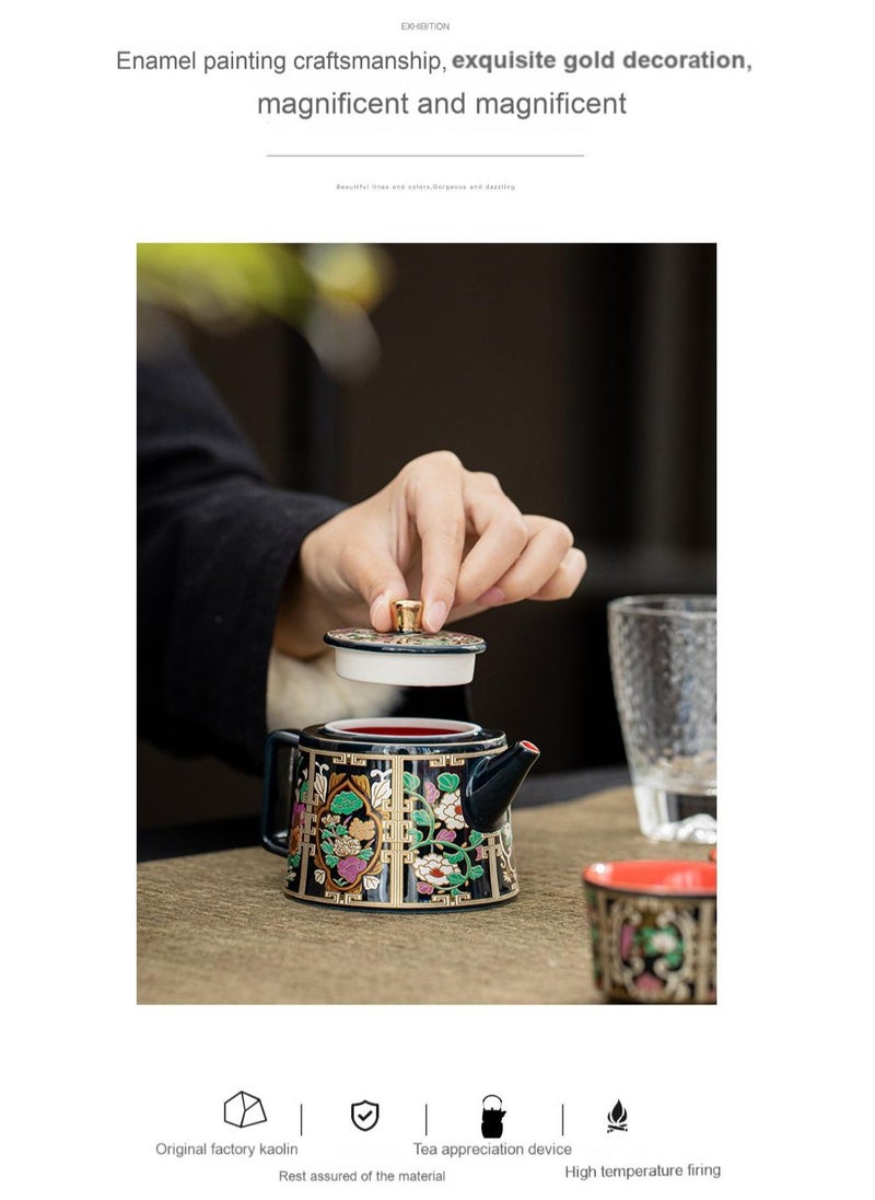 Luxury Hand-Painted Cloisonné Porcelain Tea Set – Premium Gift Box with Teapot, 4 Cups  Pitcher, High-Fire Gaoling Clay, Built-in Filter, Elegant Chinese Artistry for Home  Office Tea Ceremony