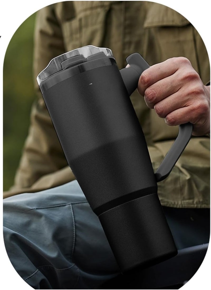 Stainless Steel Insulated Tumbler with 180° Rotating Handle and Lid with Straw, 100% Leak Proof Travel 950ml white