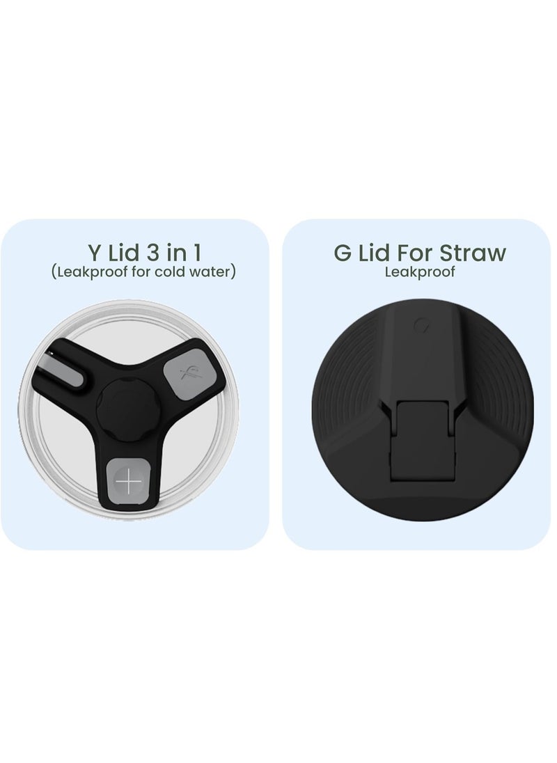 Stainless Steel Insulated Tumbler with 180° Rotating Handle and Lid with Straw, 100% Leak Proof Travel 950ml white
