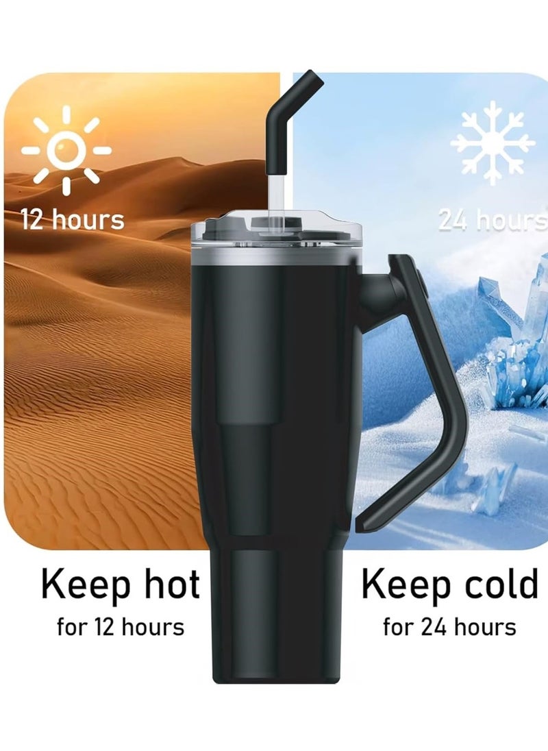 Stainless Steel Insulated Tumbler with 180° Rotating Handle and Lid with Straw, 100% Leak Proof Travel 950ml pink
