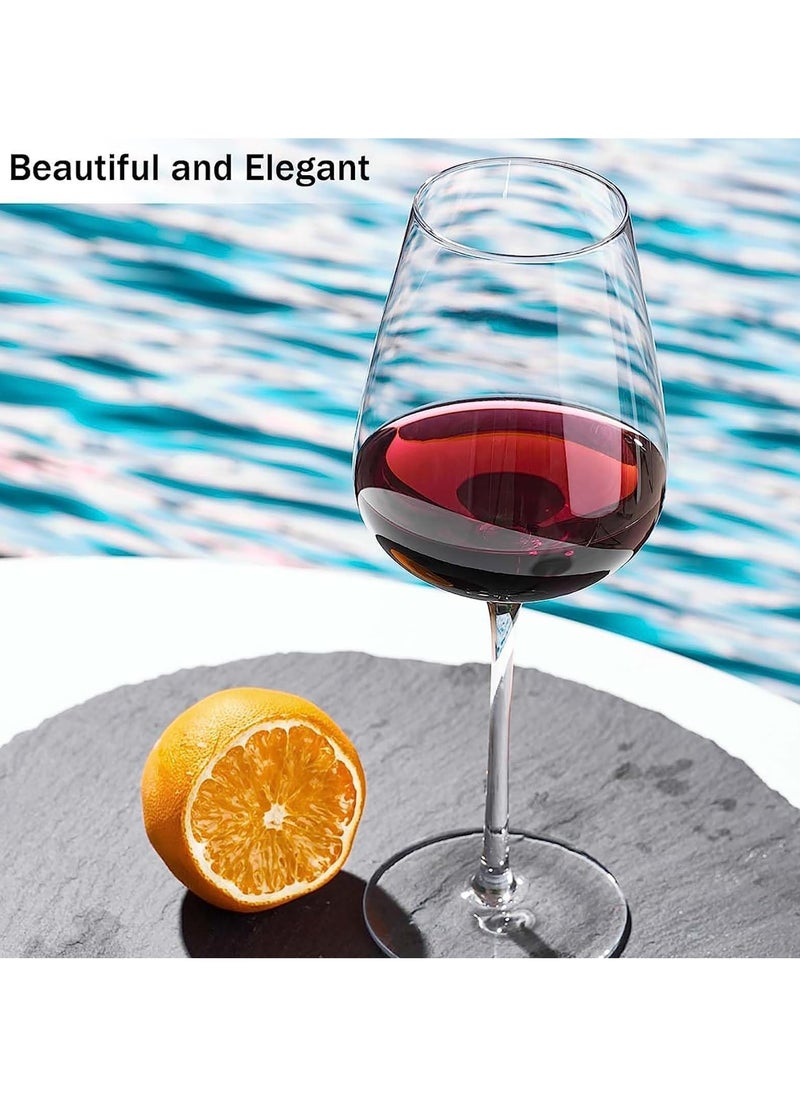 Hand Blown Italian Style Crystal Bordeaux Wine Glasses - Great Gift Packaging - Red Wine Glasses Lead-Free Premium Crystal Clear Glass 4PCS