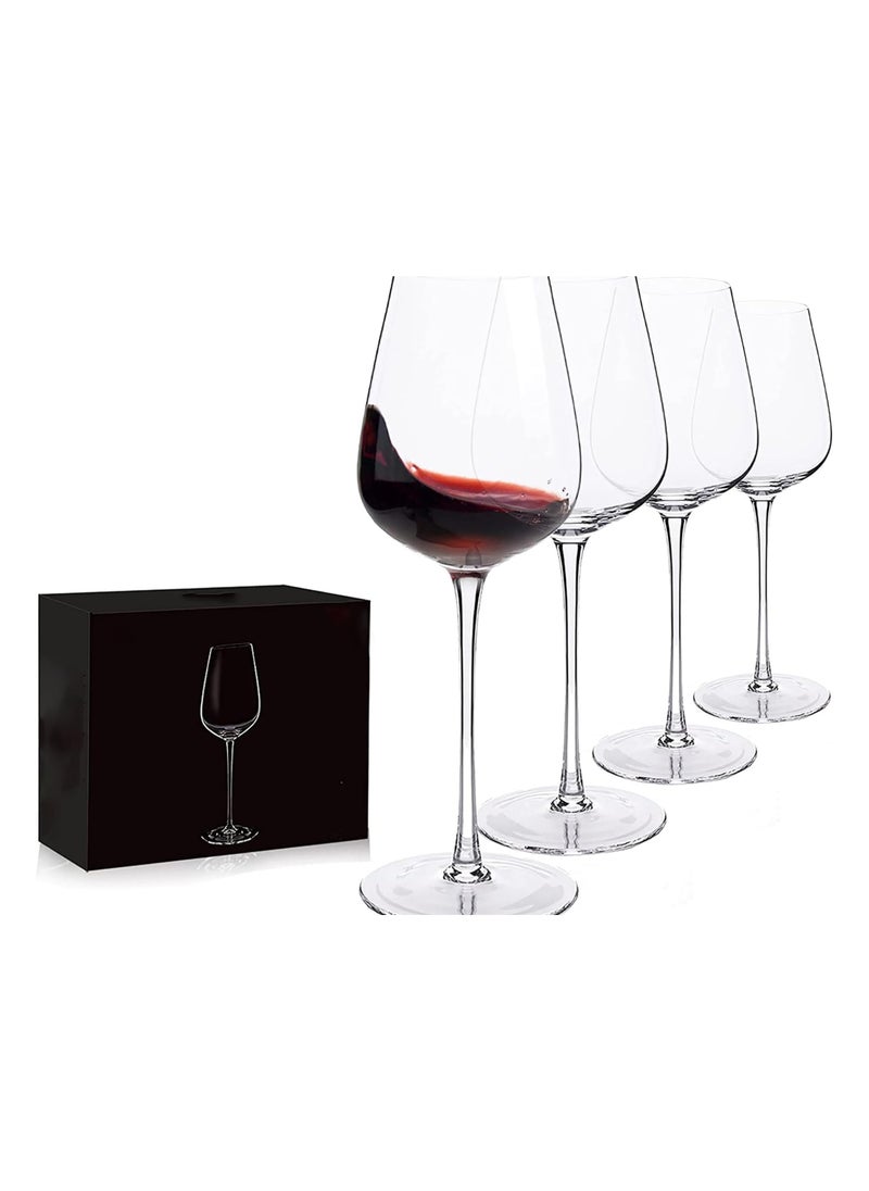 Hand Blown Italian Style Crystal Bordeaux Wine Glasses - Great Gift Packaging - Red Wine Glasses Lead-Free Premium Crystal Clear Glass 4PCS