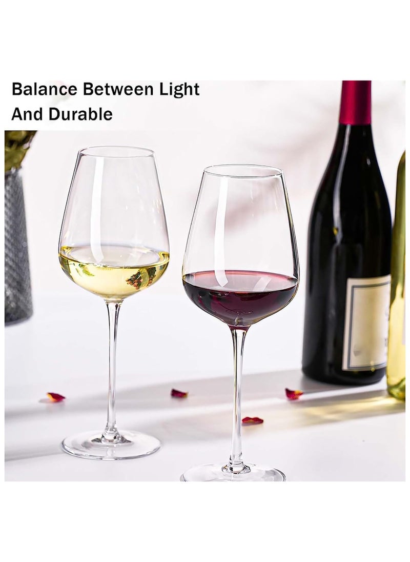 Hand Blown Italian Style Crystal Bordeaux Wine Glasses - Great Gift Packaging - Red Wine Glasses Lead-Free Premium Crystal Clear Glass 4PCS