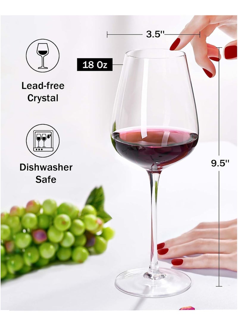 Hand Blown Italian Style Crystal Bordeaux Wine Glasses - Great Gift Packaging - Red Wine Glasses Lead-Free Premium Crystal Clear Glass 4PCS