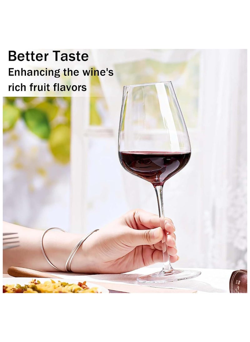Hand Blown Italian Style Crystal Bordeaux Wine Glasses - Great Gift Packaging - Red Wine Glasses Lead-Free Premium Crystal Clear Glass 4PCS