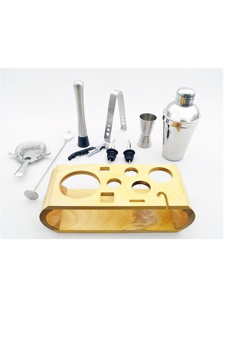 HITA HOME BAR Tool Set with Natural Colour Wooden Stand for Home