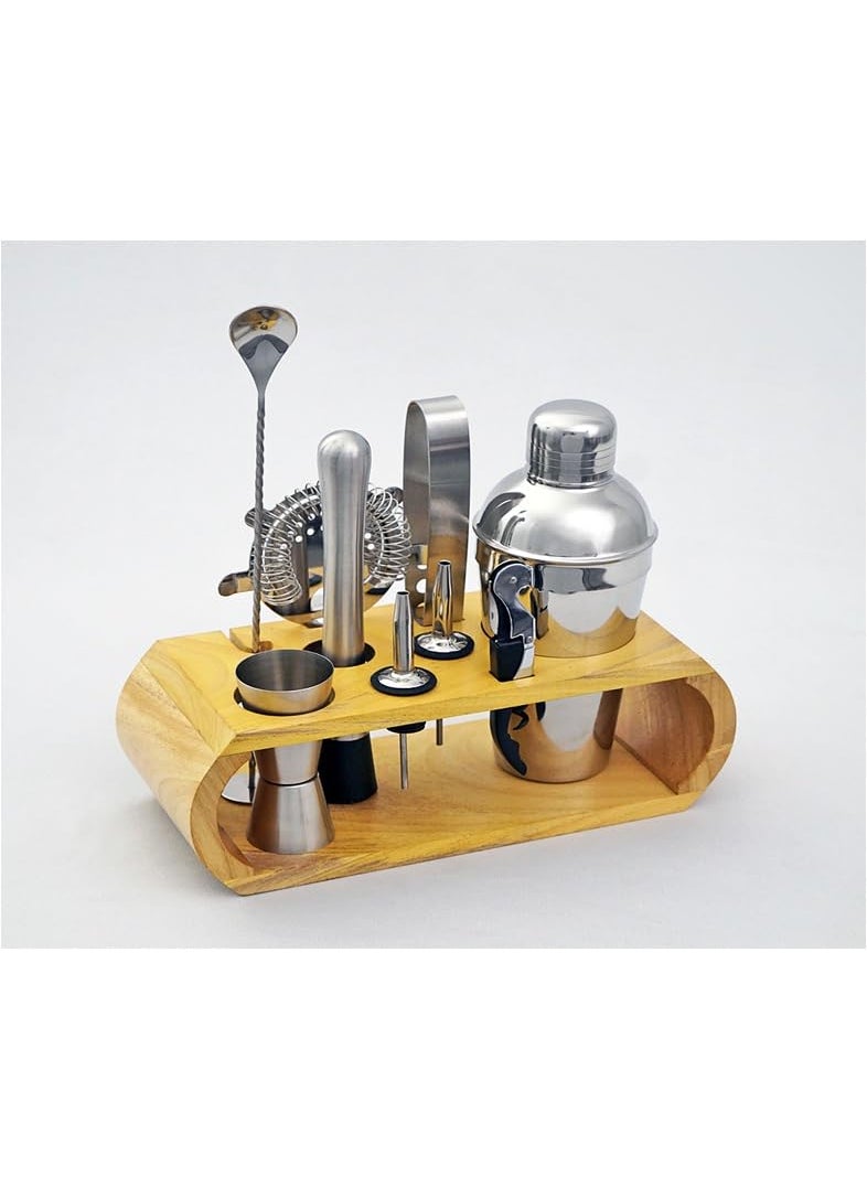 HITA HOME BAR Tool Set with Natural Colour Wooden Stand for Home