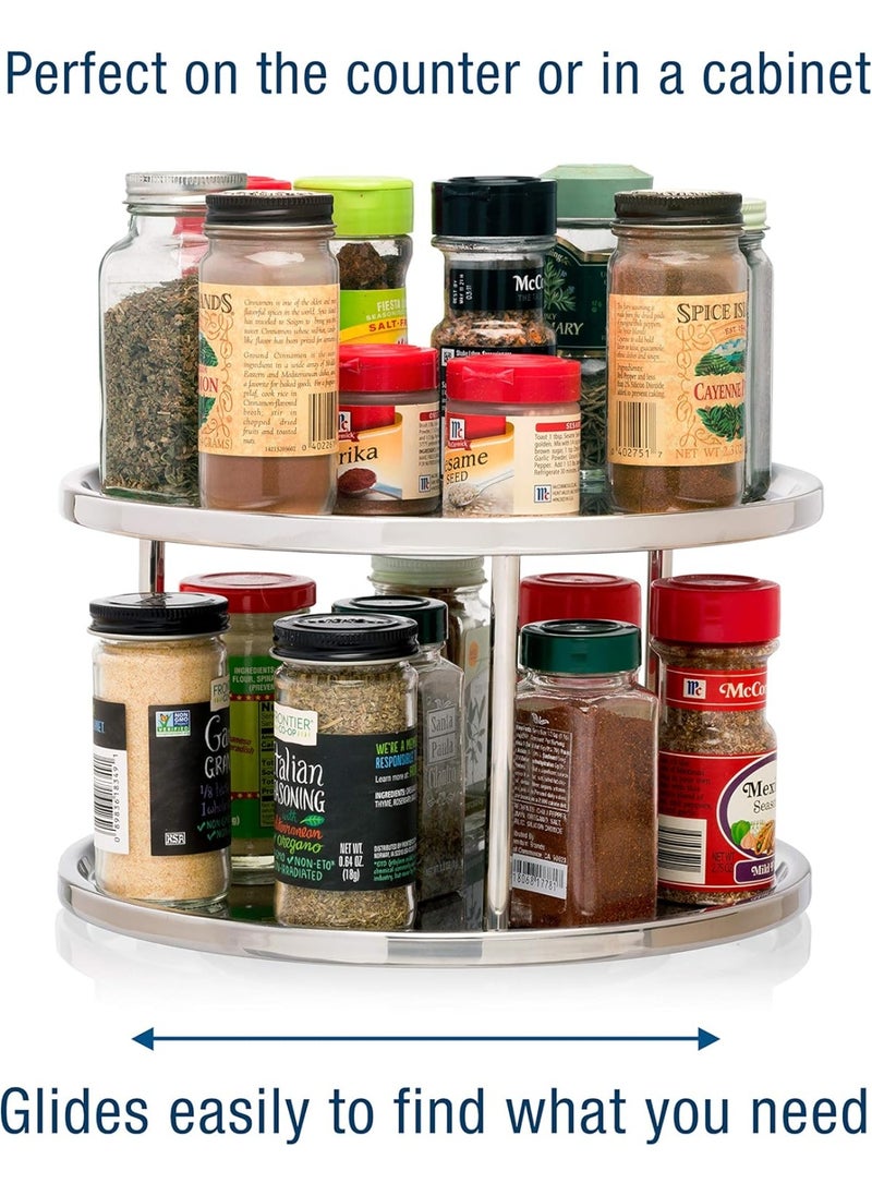Dial Industries Lazy Susan Stainless Steel Turntable Organizer for Pantry, Cabinet, Countertop, 2 Tier