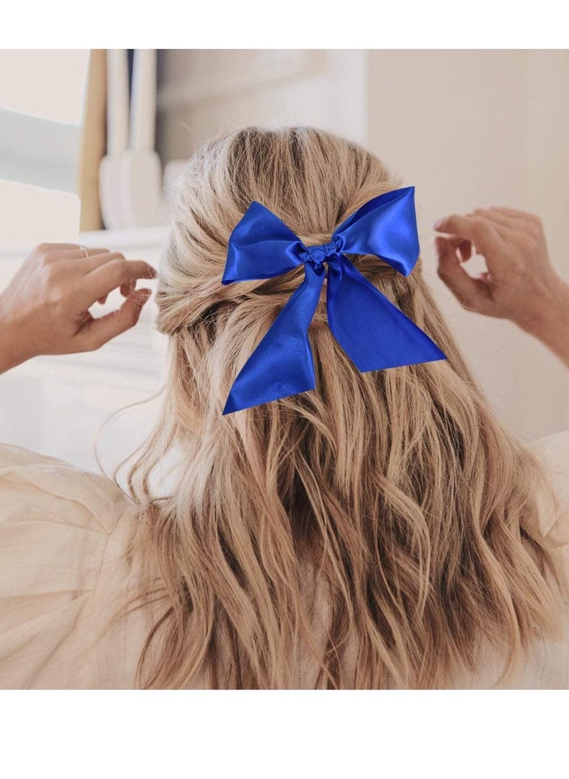 Blue Ribbon, Solid Color Fastener Double Sided Ribbon, Large Ribbon for Car Bow Sewing Craft Gift Wrapping Wedding Party Decor, Opening Ceremony Kit Grand Opening Chair Sash Ornament (4