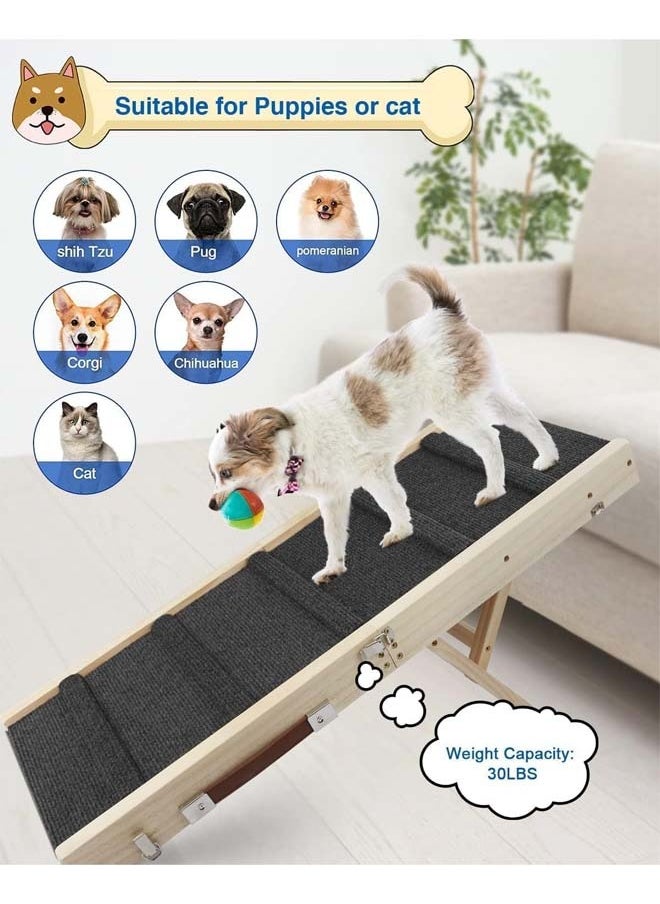 Adjustable Dog Ramp, Wooden Folding Portable Pet Ramp, Rated for 30 LBS, 83cm/32.6