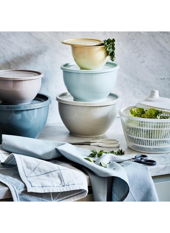 Bowl with lid, set of 5, mixed colours