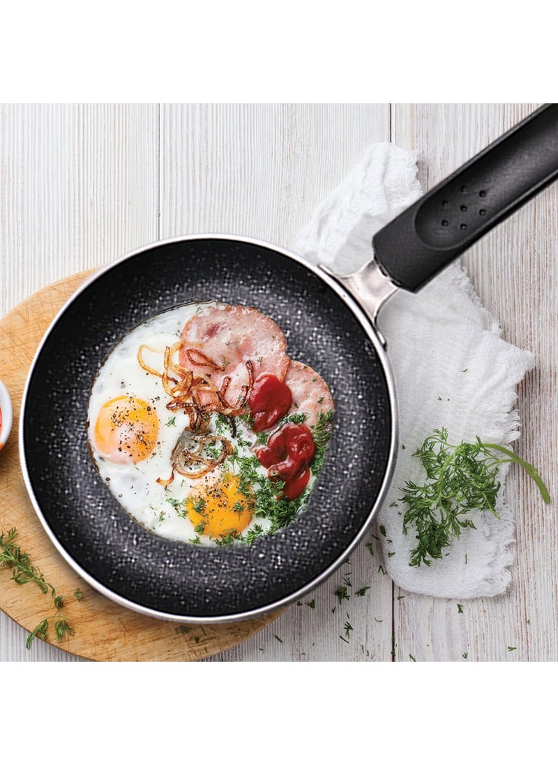 MILTON Pro cook Granito Non Induction Fry Pan 14 cm Burgundy Flame Safe Dishwasher Safe Food Grade Metal Spoon Friendly Non Stick Bakelite Handle 2 Years Warranty