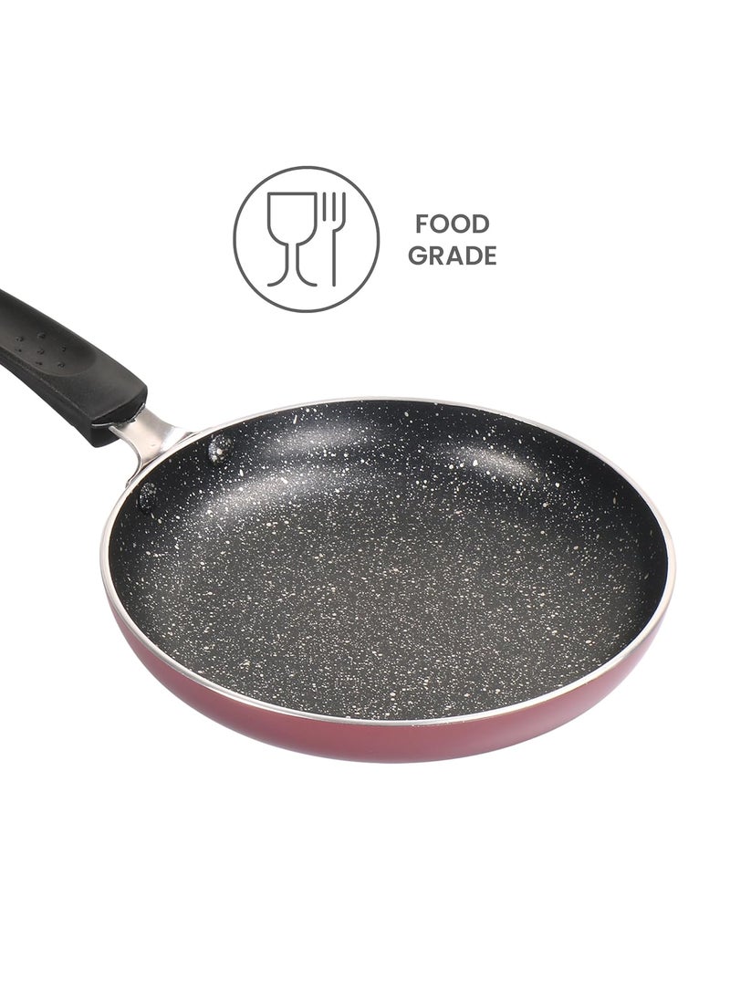 MILTON Pro cook Granito Non Induction Fry Pan 14 cm Burgundy Flame Safe Dishwasher Safe Food Grade Metal Spoon Friendly Non Stick Bakelite Handle 2 Years Warranty