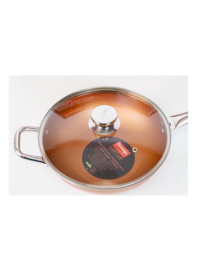 Prestige Cuprus Aluminium Non-Stick Kadai with Glass Lid – 26 cm | 3L Capacity | Gas & Induction Compatible | Metal Spoon Friendly | Copper Finish
