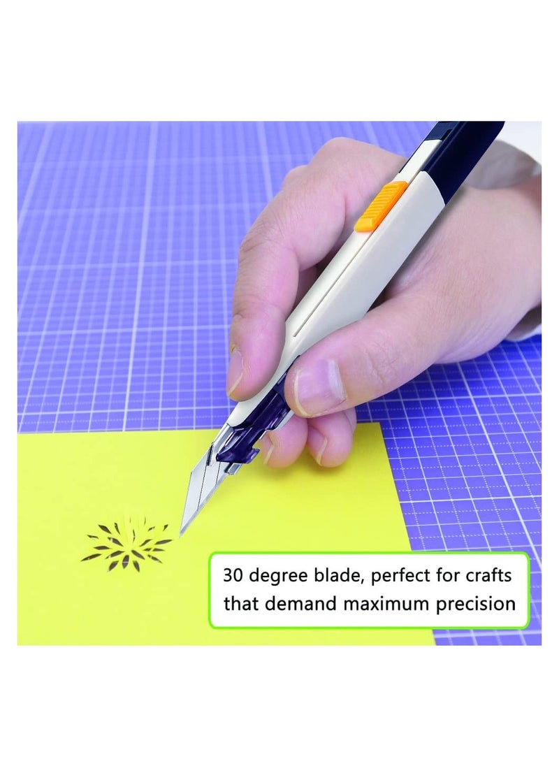 Utility Knife,Portable Box Cutter, Fine Point Arts and Crafts Blade for Precision Cutting, with 10 Blade Pieces (White, 1 Cutter 10 Blades)
