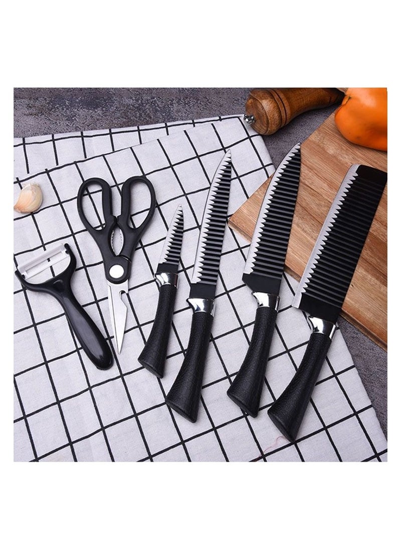 Chef Knife Block Cutting Sets Black Professional Kitchen Knife Set High Carbon Stainless Steel