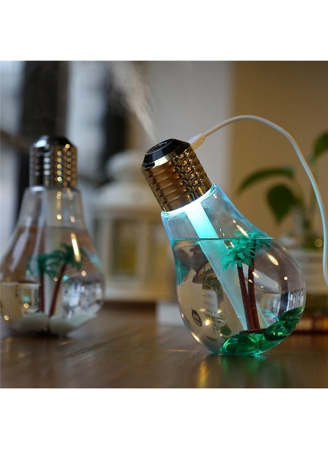 Portable USB Air Humidifier 2W， Bulb Humidifier 400 Ml USB Portable Spray Air Humidifier Suitable for Baby Bedroom Office Car (Gold)