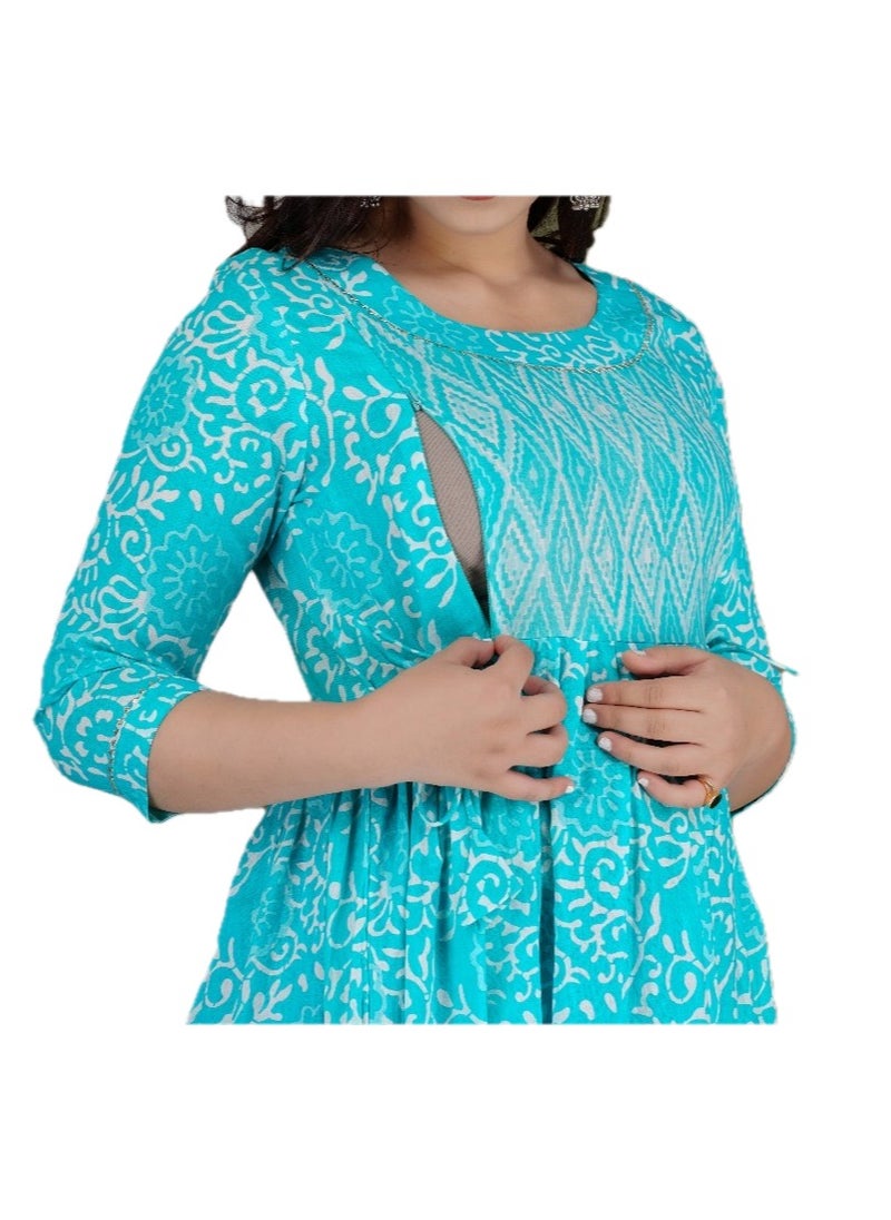 Zebees Cotton Maternity  Feeding Dress, Comfortable and Stylish