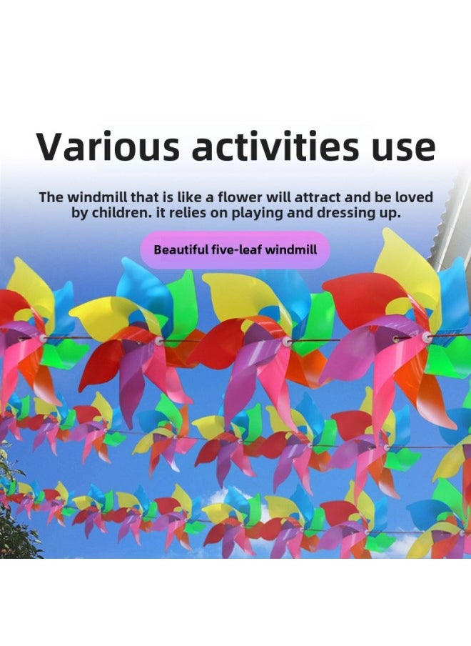 Color Plastic Hand-held Small Windmill Outdoor Scenic Kindergarten Ornaments Children's Toys Stall Windmill Manufacturers Wholesale-Color:27cm Four Leaf Solid Color 100 Pack-Specifications:Hollow Rod