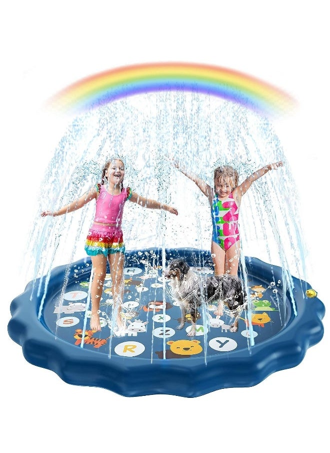 Splash Pad for Toddlers Sprinkler for Kids Water Party Spray Play Mat Baby Wading Pool for Learning Toy Water Pad “from A to Z” Outdoor Swimming Pool for Babies and Toddlers