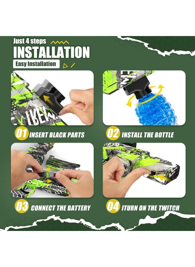 Electric Gel Ball Blaster, High-Speed Gelfire Blaster for Orbeez with Eyewear Safety Googles, Splatter Ball Toys for Outdoor Shooting Game Party Gift Ages 14 & Up - Green