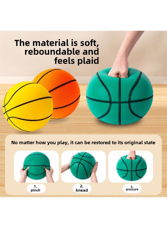 Support Temu Generation Silent Basketball Indoor Sports Training Pat Children Ball Silent Basketball Can Be Compressed By Foreign Trade-Color: Black And Red + Basket-Diameter:No. 3 Silent Ball  Comes With A Net Bag