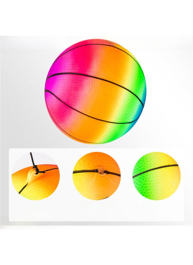 Copper Head 7 Inch Fitness Ball With Ring And Ears Fitness Hand Throw Ball Rainbow Ball PVC Square Dance Bouncing Ball-Color: Rainbow Ball 2+35cm Red Rod Set