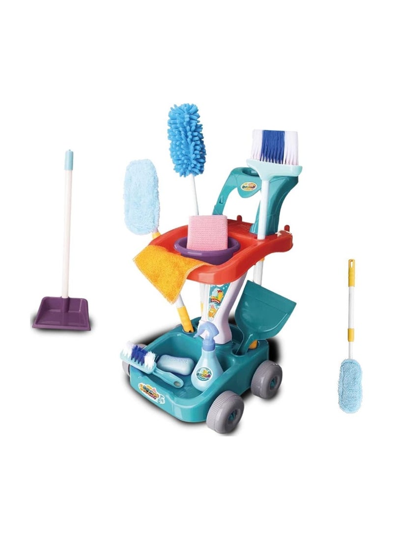 Kids Cleaning Play Set 22 pcs broom with cart, brooms, and mop
