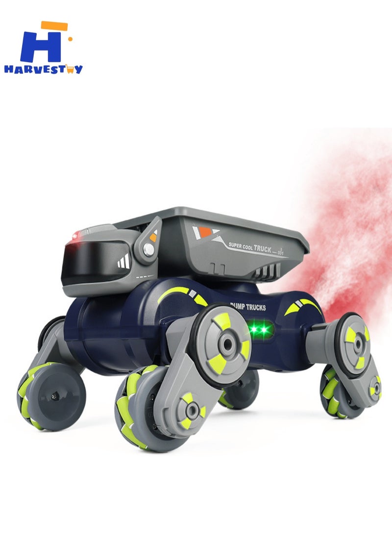 2.4G Remote Control Stunt Car with Light Muisc Spray, 2.4GHz 360° Rotation 4WD Remote Control Robot Dog Car for Kids Boys Girls