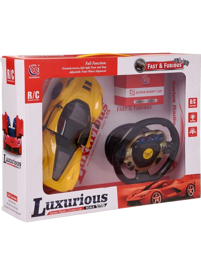 1:16 Gravity Sensor RC Car with Steering Wheel Controller – Rechargeable Luxurious Remote Control Sports Car for Kids