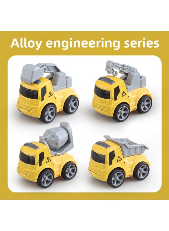 Children's Toy Car Alloy Inertia Car Model Q Version Cartoon Toy Car Model Parking Lot View Small Car Doll-Color:Q Version Alloy Engineering Vehicle Four Random (price For A Price)