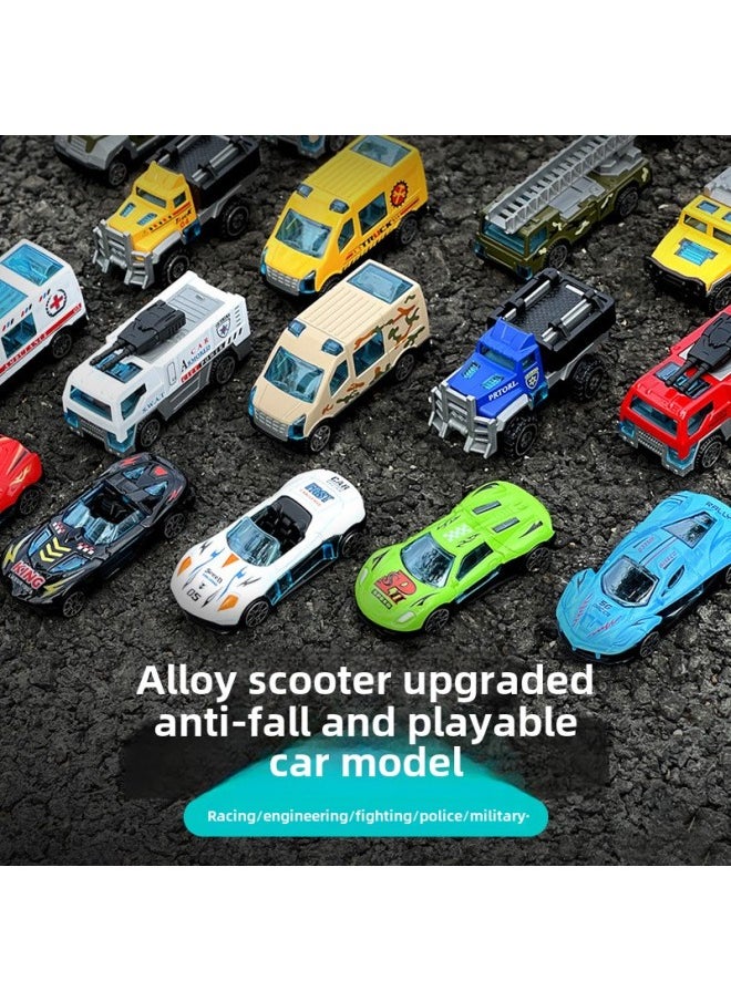 Children's Toy Car Alloy Sliding Racing Car Simulation Car Model Engineering Car Police Car Fire Fighting Suit-Color:Towing Head Racing 6 5 E Models