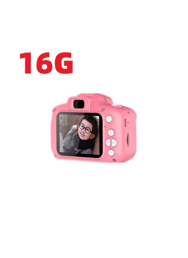 X2 Children's Digital Camera Photo Video Children's Gift Mini Camera Style Insert Memory Card-Color:Pink 16g