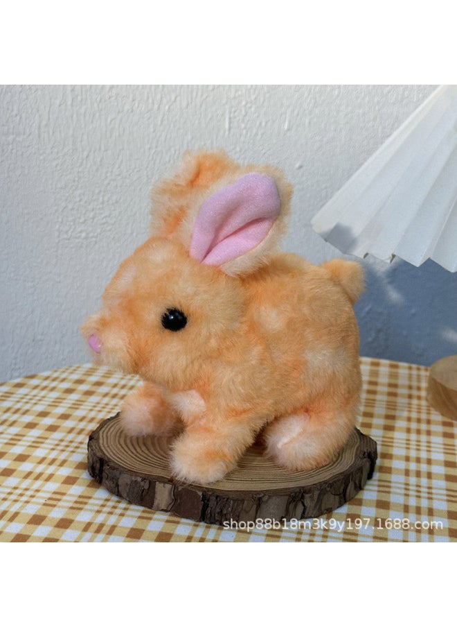 Children's Electric Plush Toy Pet Bunny Can Scream And Run Little White Rabbit Girl Gift Year Of The Rabbit Toy Wholesale-Color:Tie-dyed White Orange Rabbit