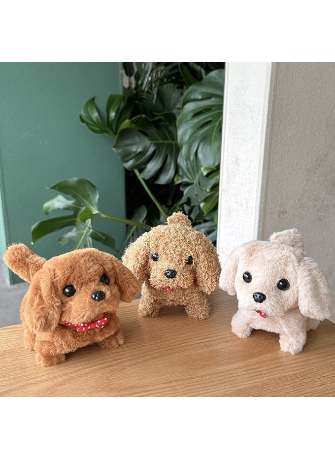 Children's Toy Dog Plush Electric Dog Can Walk Stall Puppy Stall Digital Pet Artificial Robot Dog Wholesale-Color:Bow Curly Teddy