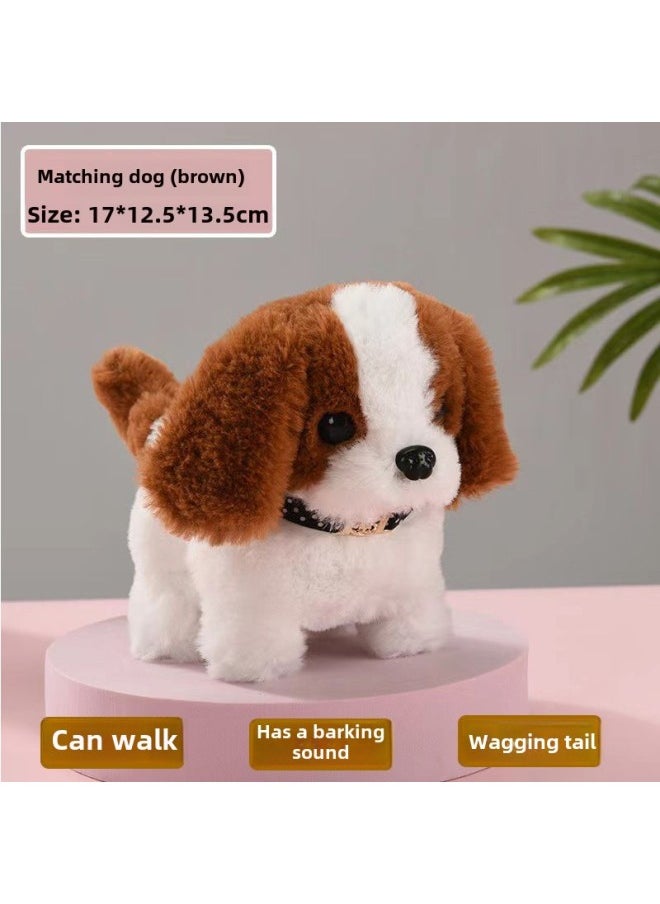 Plush Electric Puppy Children's Toy Simulation Husky Dog Can Walk And Call Voice Baby Boys And Girls Ann-Color:Motor Small Brown Spell♢-Specifications:+♢
