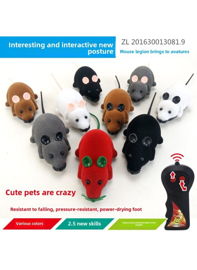 Pet Flocking Funny Cat Toy Wireless Electric Mouse Cat Interactive Trick Simulation Toy OPP-Color:211-6 Black Meat