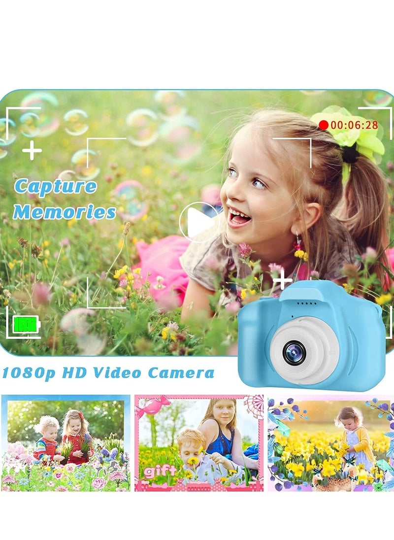 TOES Kids Camera for Girls Boys, Kids Selfie Camera Toy 13MP 1080P HD Digital Video Camera for Toddler,  Birthday Gifts for 3-10 Years Old Children (32GB, Blue)