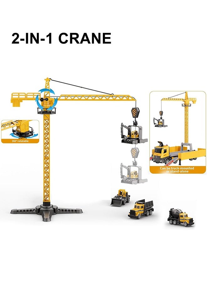 Toys Truck Crane for Kids - Truck Race Track Kids Toy Eject Car Set Excavator Bulldozer Dump Trucks Cement Truck Vehicle Easter Christmas Birthday 2+ 3 4 5 6 7 8 Years Old Boy Girl Gift