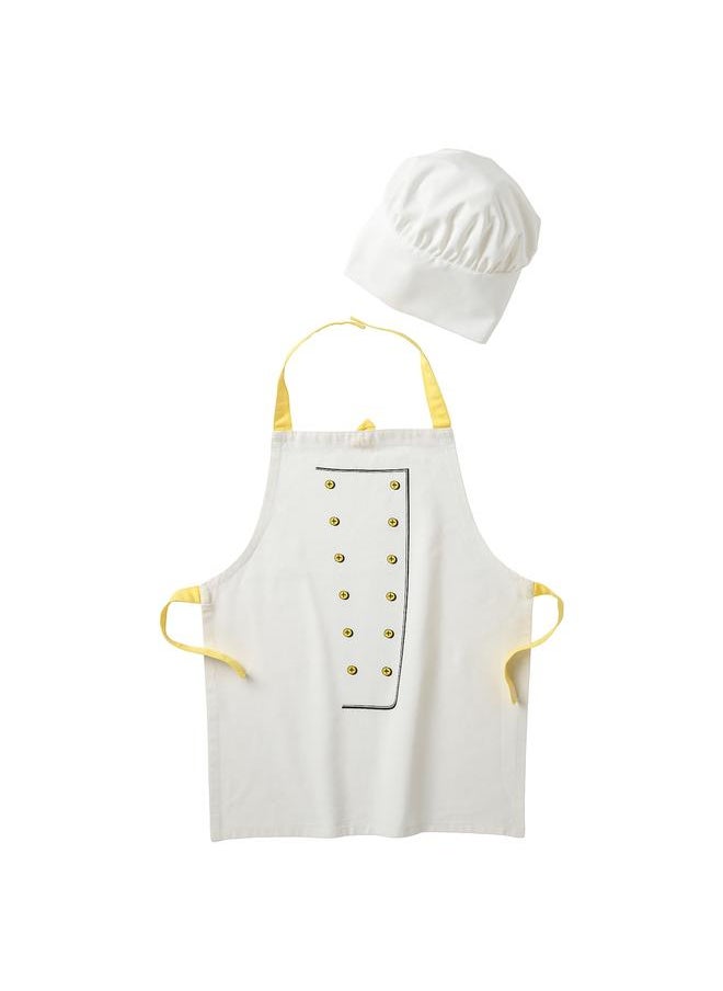 Children’s apron with chef’s hat, white/yellow