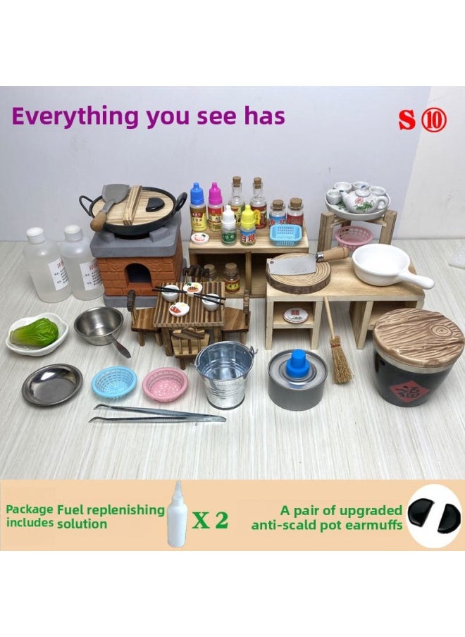 Internet Celebrating Small Kitchen Cooking Full Set Toys For Cooking Mini Real Edition Children's Stove Miniature Edible Cookware-Color:Children's Real Cooking Set S10