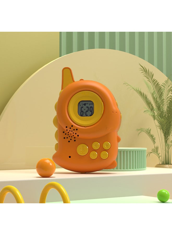 Dinosaur Children's Walkie-talkie Handheld Wireless Call Outdoor Indoor Couple Parent-child Interactive Gift Educational Toys-Color:Dinosaur Walkie-talkie-Orange
