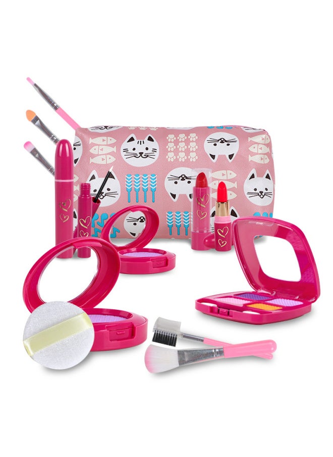 Children's Cosmetics Toy Model Lipstick Eyeshadow Beauty Makeup Pouch Powder Dressing Dress Little Girl Play House Toy-Color:Cosmetic Toy D
