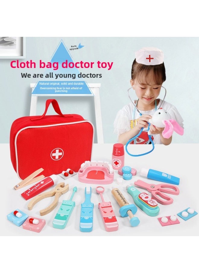Wooden Play House Simulation Fun Cloth Bag Doctor Suit Toy Children's Early Education Cognitive Puzzle Injection Medicine Box-Color:Fun Cloth Bag Doctor Toy Type B