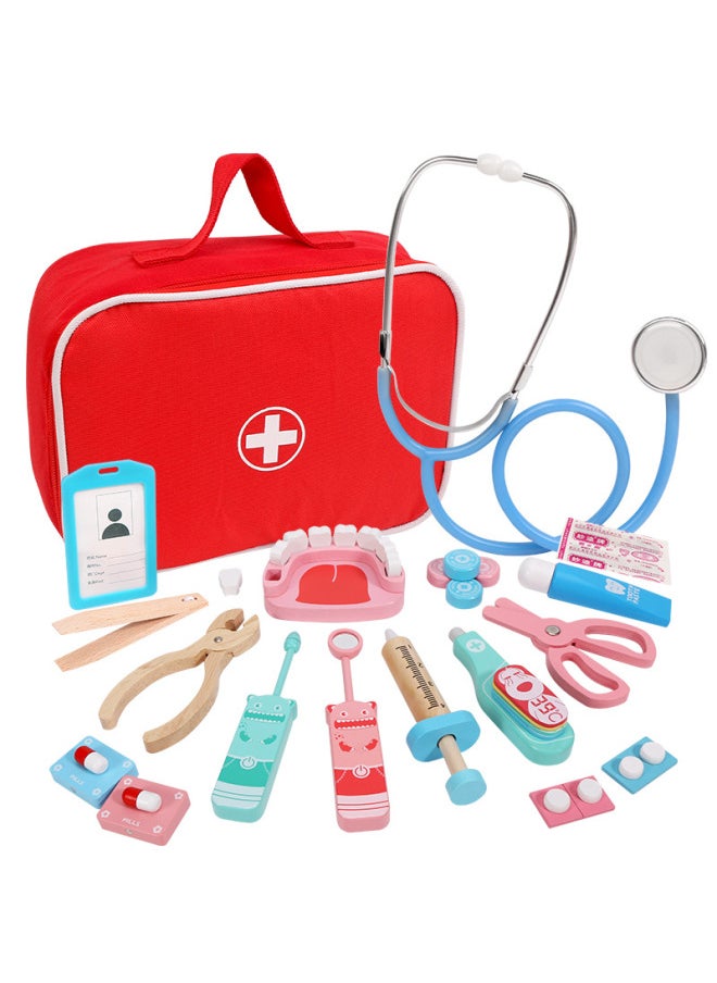 Wooden Play House Simulation Fun Cloth Bag Doctor Suit Toy Children's Early Education Cognitive Puzzle Injection Medicine Box-Color:Fun Cloth Bag Doctor Toy Type B